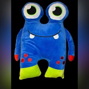 Glow In The Dark Plush Monster Pillow 16"×10" Blue, Children's Bedding